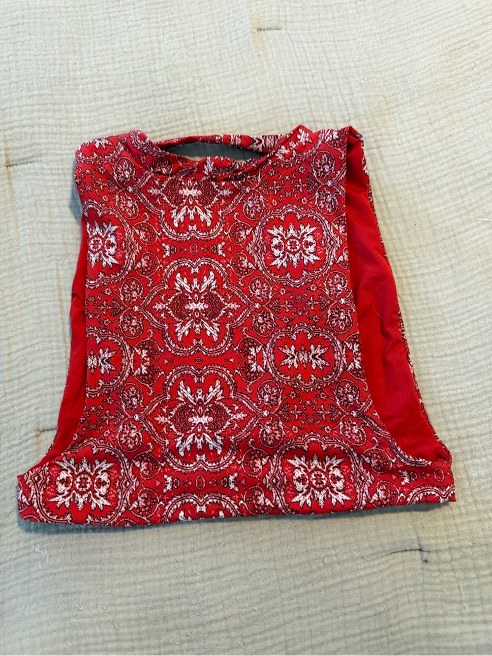 Frankie's Bikinis Red Paisley Swim Bikini Top - Picture 5 of 5